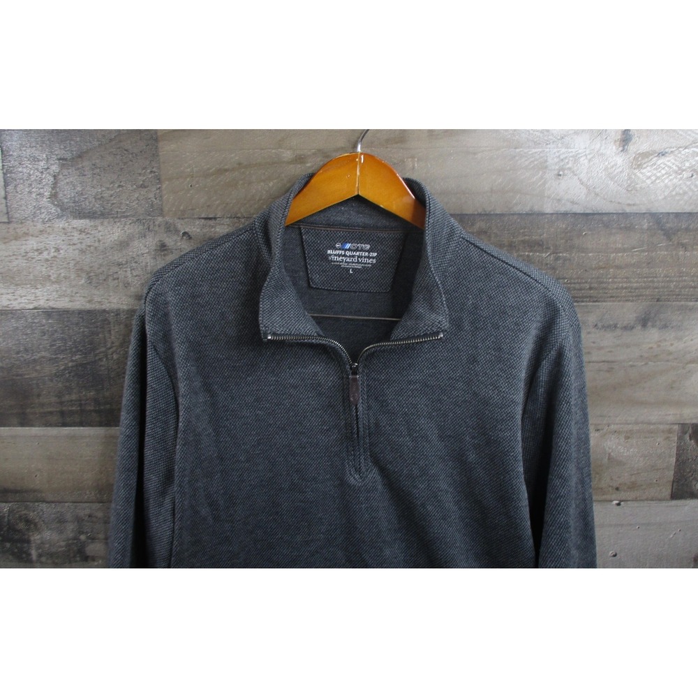 Vineyard Vines Sweater Mens Large Gray Bluffs Quarter Zip OTG Stretch Pullover